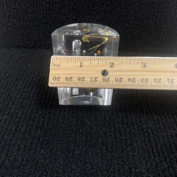 Vintage Lucite Exploding Sewing Kit Hourglass Paperweight - Picture 7 of 7